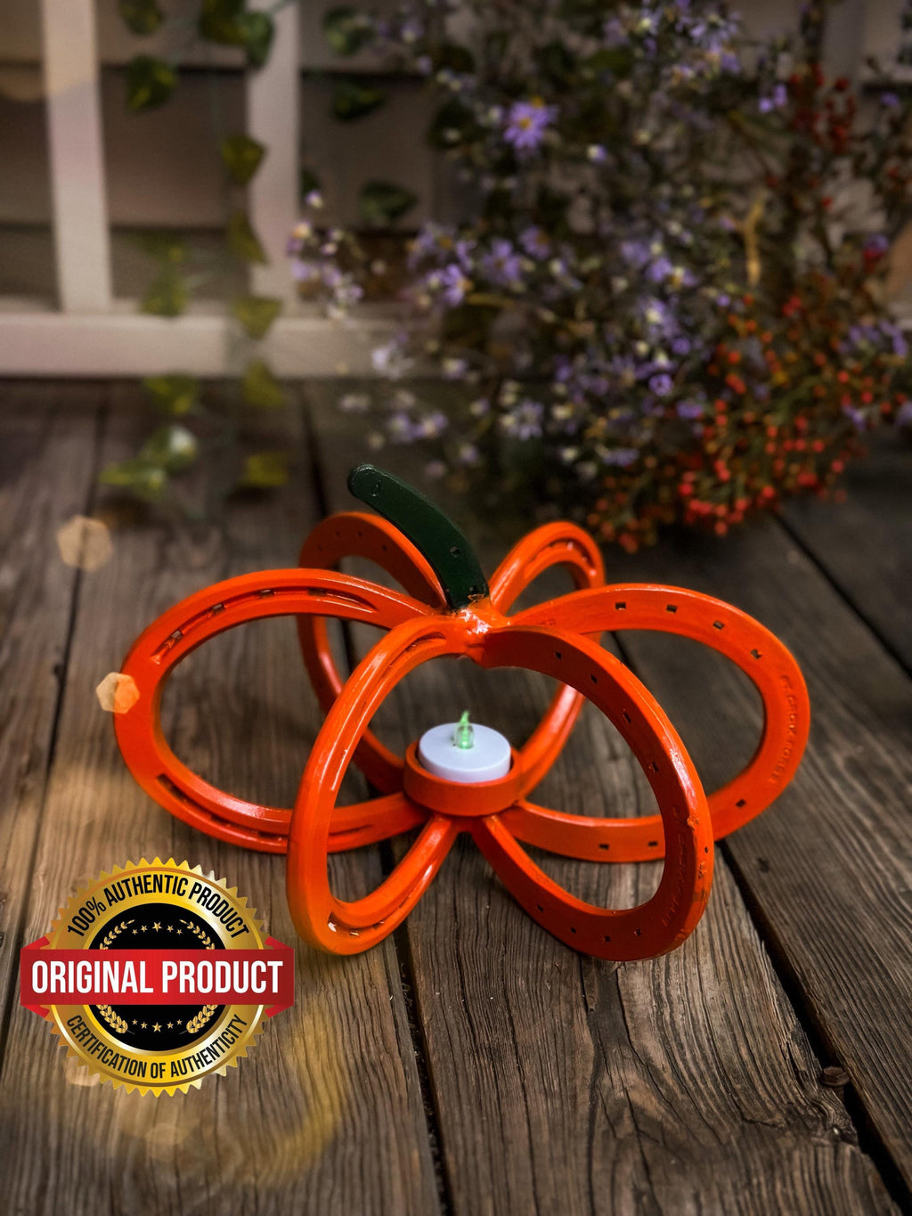 Welded Horseshoe Pumpkin 🎃 – Autumn Candle Decoration